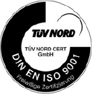 TÜV NORD Zertifikat für DIN EN ISO 9001 zeigt Qualitätsmanagementstandards. | © TÜV NORD